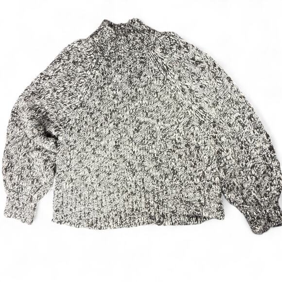 Abercrombie & Fitch Oversized Marled Chunky Knit Mock Neck Sweater XL Cozy Gray - Picture 1 of 7